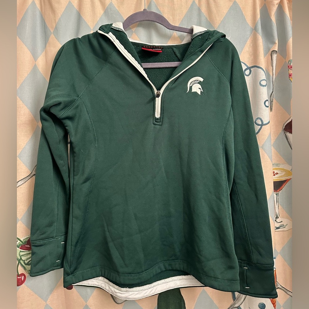 Michigan State hooded quarter zip